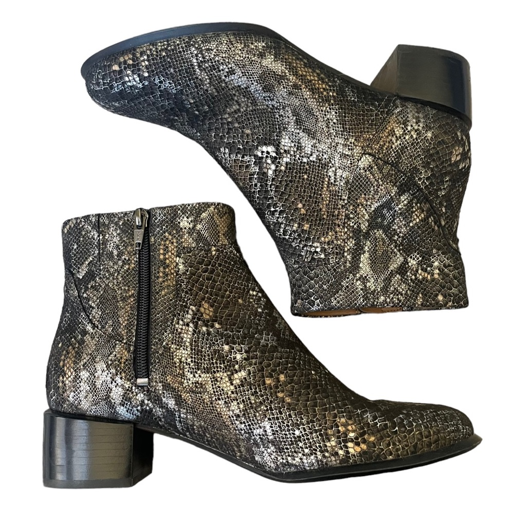 Vionic Black Snake Print Ankle Boots